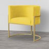 Poltrona Decorativa Estofada Base de Ferro Sala Luana Suede Amarelo - DL DECOR - 1