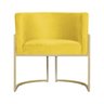 Poltrona Decorativa Estofada Base de Ferro Sala Luana Suede Amarelo - DL DECOR - 2