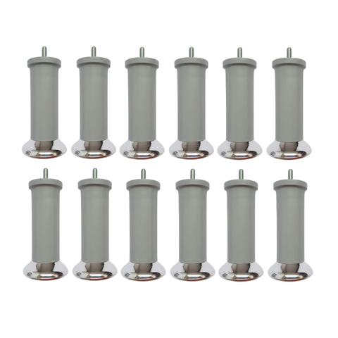 Kit 12 Pés Cama Box Queen ou King Varian Cinza C/ Base Metalizada 13cm Altura Baú
