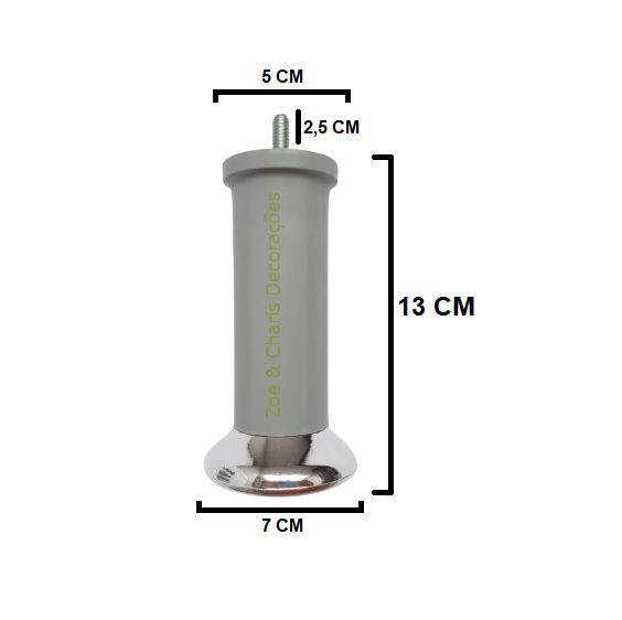 Kit 12 Pés Cama Box Queen ou King Varian Cinza C/ Base Metalizada 13cm Altura Baú - 2