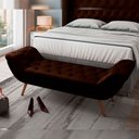 Ver imagem 3 de Kit Cabeceira Cama Box Casal 195 cm Madrid com Puff Recamier Santorini P05 Couríssimo Marrom - Lyam