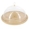 Tábua De Bambu Com Cúpula Acrílica Redonda Para Bolo Pizza - 31cm - 1