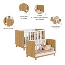 Ver imagem 7 de Kit Quarto de Bebê Q Encanto Slim com Berço Mini Cama Guarda Roupa 3 Portas e Colchão D18 130x70 Mov