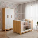 Ver mais imagens de Kit Quarto de Bebê Q Encanto Slim com Berço Mini Cama Guarda Roupa 3 Portas e Colchão D18 130x70 Mov