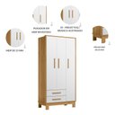 Ver imagem 4 de Kit Quarto de Bebê Q Encanto Slim com Berço Mini Cama Guarda Roupa 3 Portas e Colchão D18 130x70 Mov