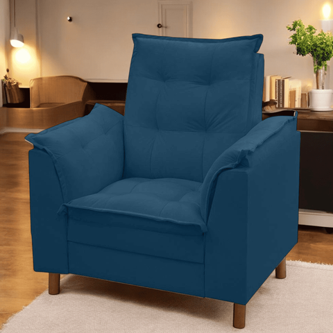 Poltrona Isa Escritório Consultório Recepção Suede Azul Marinho - Mabe Magazine