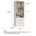 Ver imagem 3 de Guarda Roupa Modular 2 Portas 3 Gavetas 70cm Altezza