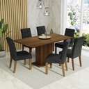 Ver imagem 1 de Conjunto Sala de Jantar Mesa Tampo de Madeira 6 Cadeiras Rustic/oxford Hanna Madesa
