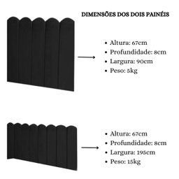 Cabeceira Painel Cama Solteiro Box Nuvem Suede Sandy 90 cm:Preto - 6