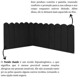 Cabeceira Painel Cama Solteiro Box Nuvem Suede Sandy 90 cm:Preto - 5