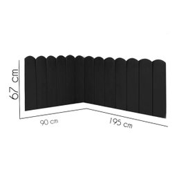 Cabeceira Painel Cama Solteiro Box Nuvem Suede Sandy 90 cm:Preto - 3