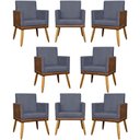 Ver imagem 1 de Kit 8 Poltronas Decorativas Modernas para Recepção Lis Corino Pé 30 Cm - Cinza Suede Corino