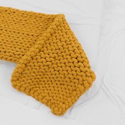 Manta Peseira de Maxi Tricot Queen 0,70x2,20m, Cor Mostarda - Magma Cotton - 4