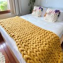 Ver imagem 5 de Manta Peseira de Maxi Tricot Queen 0,70x2,20m, Cor Mostarda - Magma Cotton