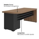 Ver imagem 4 de Mesa Escritorio 4 Gavetas 180x80 cm Tampo Tamburato Nogal Preto Artany
