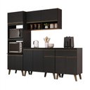 Ver imagem 3 de Cozinha Completa Atlanta 10 Portas 2 Gavetas MDP 225cm Preto Touch Móveis Carraro