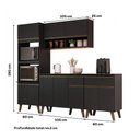 Ver imagem 6 de Cozinha Completa Atlanta 10 Portas 2 Gavetas MDP 225cm Preto Touch Móveis Carraro