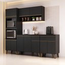 Ver imagem 1 de Cozinha Completa Atlanta 10 Portas 2 Gavetas MDP 225cm Preto Touch Móveis Carraro
