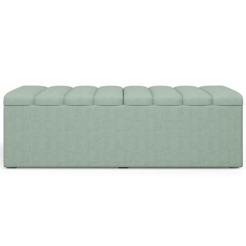 Calçadeira Recamier Baú para Cama de Casal Dália 140x50 cm W01 Linho Verde Menta - Lyam Decor