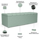 Ver imagem 4 de Calçadeira Recamier Baú para Cama de Casal Dália 140x50 cm W01 Linho Verde Menta - Lyam Decor