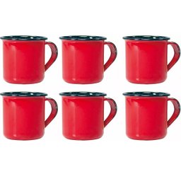 Jogo 6 Canecas Xícaras De 70ml Chá Café Esmaltadas Cozinha Vermelha - 1