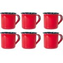 Ver imagem 1 de Jogo 6 Canecas Xícaras De 70ml Chá Café Esmaltadas Cozinha Vermelha