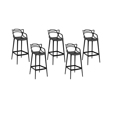 Conjunto c/5 Banqueta Allegra Alta Master Preta Cozinha Americana Balcão Polipropileno