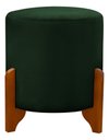 Ver imagem 2 de Puff Redondo em Veludo com Pés em Madeira Maciça Decorativo Sala Quarto - Verde Escuro