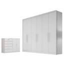 Ver imagem 1 de Guarda Roupa Casal New Messina e Cômoda Seul Neve - Novo Horizonte