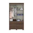 Ver imagem 4 de Guarda-roupa Solteiro 02 Portas Deslizantes 04 Gavetas Marel Briz Castanho/castanho Off White