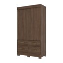 Ver imagem 5 de Guarda-roupa Solteiro 02 Portas Deslizantes 04 Gavetas Marel Briz Castanho/castanho Off White