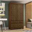 Ver imagem 1 de Guarda-roupa Solteiro 02 Portas Deslizantes 04 Gavetas Marel Briz Castanho/castanho Off White