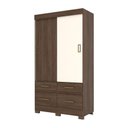 Ver imagem 2 de Guarda-roupa Solteiro 02 Portas Deslizantes 04 Gavetas Marel Briz Castanho/castanho Off White