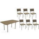 Ver imagem 1 de Conjunto: Mesa Sala Jantar Elba C/ Tampo de Madeira 160cm e 6 Cadeiras Zaria Niquel/nogueira - Suede
