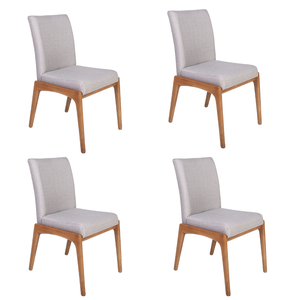 Conjunto 4 Cadeiras de Jantar Estofadas Sara Cinza Claro