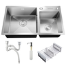 Kit Cuba Dupla Pia Cozinha Gourmet Completa com Acessórios e Torneira Slim em L Aço Inox Brinovar - 2