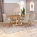 Ver imagem 1 de Conjunto Sala de Jantar Mesa Easy Pop 170x90cm Tampo Mdf com 6 Cadeiras Confort Veludo Naturale