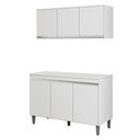 Ver imagem 1 de Balcão de Cozinha Manu com Tampo 120 Cm e Armário Aéreo Andréia Branco Brilho - Ajl