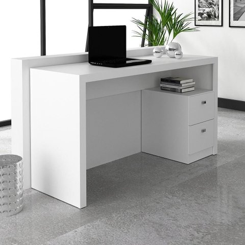 Mesa para Escritório com 02 Gavetas Me4130 Branco Tecnomobili