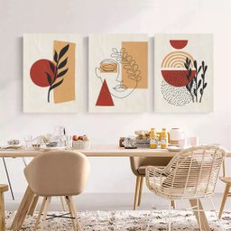 Conjunto com 3 belos quadros minimalistas pintados a mão para decorar medindo 60x45cm cada quadro - 3