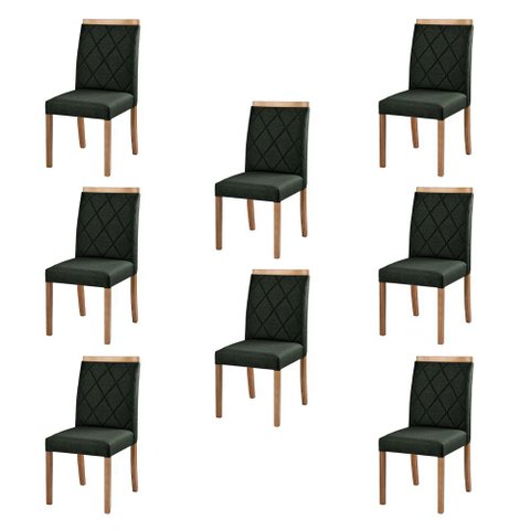 Kit 8 Cadeiras Decorativas Sala de Jantar Luxo Anita Facto Verde - Mozzelar