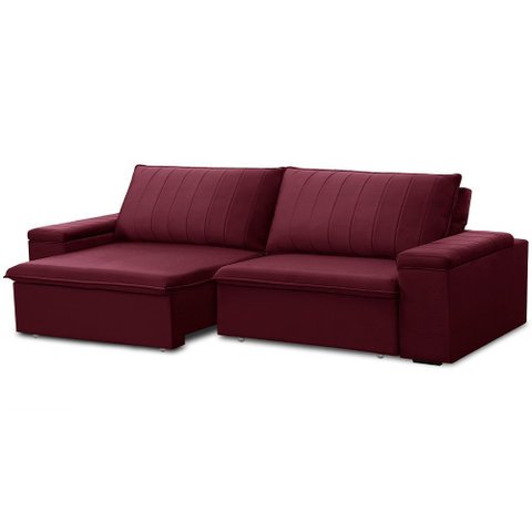 Sofá 3 Lugares Retrátil Reclinável para Sala 245cm Malfati F04 Veludo Vermelho - Lyam Decor