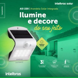Arandela Solar Luminária Integrada Externa Intelbras Asi 220 Refletor Luz Led Branca Autonomia Sem F - 10