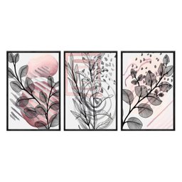 Kit 03 Quadros Decorativos - Arte Aquarela Moderna Ramos Galhos Abg044 - Vidro 40x60cm - 2