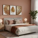 Ver imagem 4 de Kit 3 Quadros Folhagem Palha Nude com Moldura:tabaco