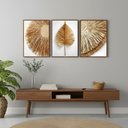 Ver imagem 2 de Kit 3 Quadros Folhagem Palha Nude com Moldura:tabaco