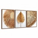 Ver imagem 1 de Kit 3 Quadros Folhagem Palha Nude com Moldura:tabaco