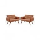 Ver imagem 1 de Kit 2 Poltronas 2 Lugares Braço Anabelle Unidecor Terracota