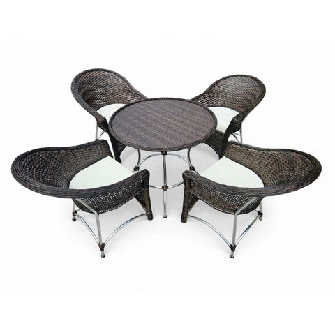 Conjunto Mesa e 4 Adeiras Alumínio Fibra Sintética Jardim Varanda Área Externa
