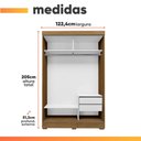 Ver imagem 3 de Guarda Roupas Solteiro com Espelho 2 Portas 2 Gavetas Luci